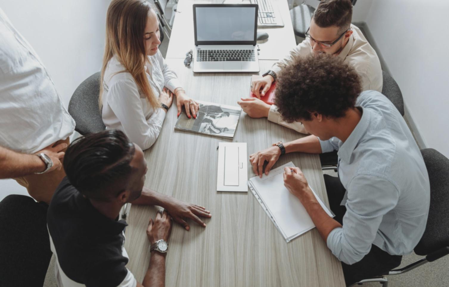 Business consultation meeting with documents and planning materials